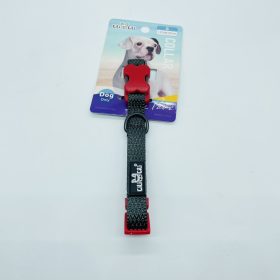   Nyakörv textil - piros műanyag csont alakú csattal - S - 1,5cm x 26-37cm SZÜRKE