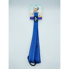   Póráz - textil, fém karabinerrel, fényvisszaverő csíkokkal - L - 2,5x120cm KÉK