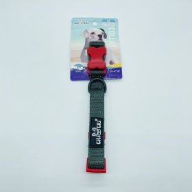   Nyakörv textil - piros műanyag csont alakú csattal - M - 2cm x 38-45cm SZÜRKE