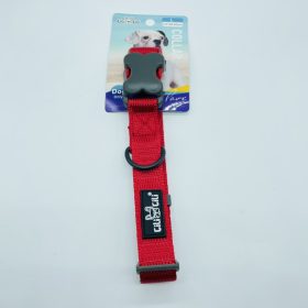   Nyakörv textil - szürke műanyagcsont alakú csattal - L -  2,5cm x 46-55cm PIROS