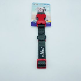   Nyakörv textil - piros műanyag csont alakú csattal - L -  2,5cm x 46-55cm SZÜRKE