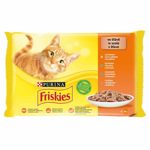 Friskies 4x85g Sárga Csirke + Kacsa + Lazac + Pulyka Alutasak