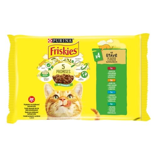Friskies 4x85g Zöld Marha + Csirke + Tonhal + Tőkehal  Alutasak