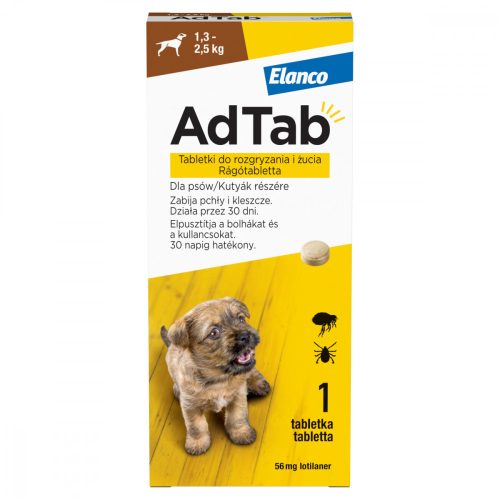 ADTAB rágótabletta kutyáknak 1db (1,3-2,5kg) 56mg