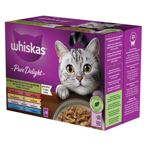 Whiskas Pure Delight Vegyes válogatás Aszpikban Alutasakos macskaeledel 12x85g