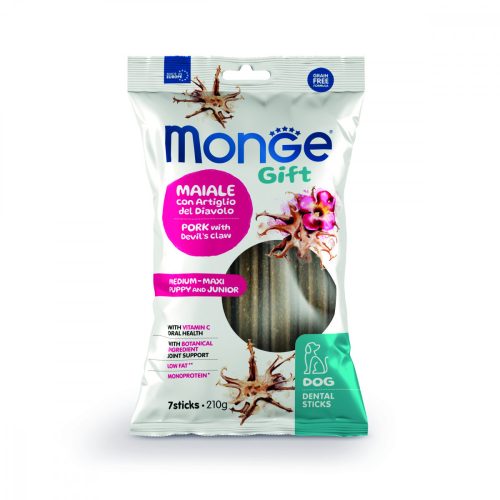 Monge Gift Medium-Maxi Puppy&Junior - Sertés és ördögkarom 210g jutalomfalat kutyáknak