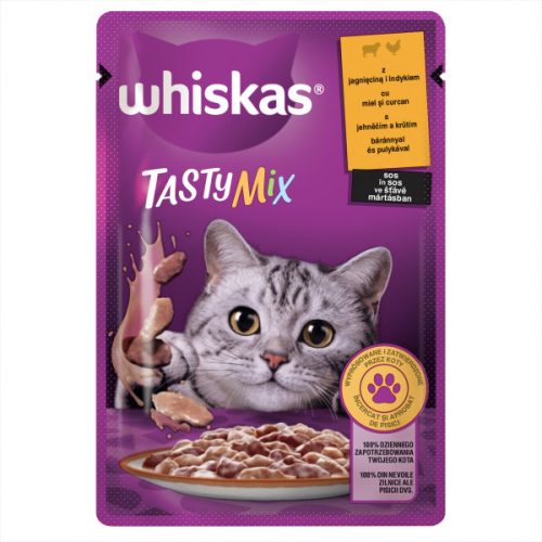 Whiskas 28x85g Tasty Mix Bárány és Pulyka alutasakos macskaeledel csirkehússal mártásban