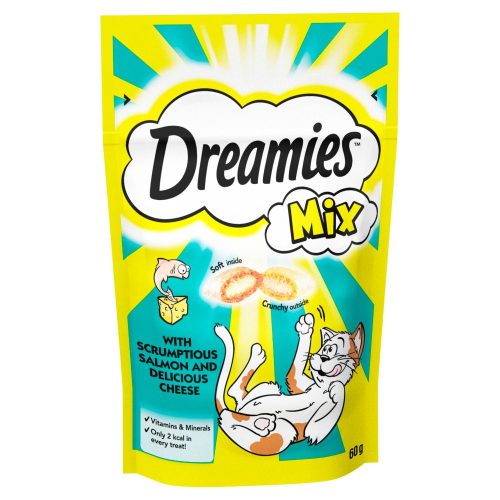 Dreamies jutalomfalat macskák számára 60g  Mix Lazaccal és sajttal