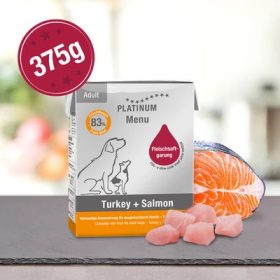 Platinum Menü Pulyka és Lazac 375g Nedves Kutyaeledel