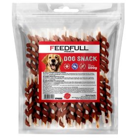   Feedfull Premium Nyúlhússal Tekert Bőrpálca kutya jutalomfalat 500g (FP050)