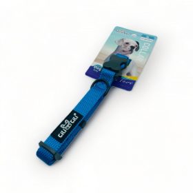   Nyakörv textil - szürke műanyag csont alakú csattal - M - 2cm x 38-45cm KÉK