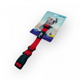   Nyakörv - textil, fém karabinerrel, fényvisszaverő csíkokkal - S - 1,5cm x 26-37cm PIROS