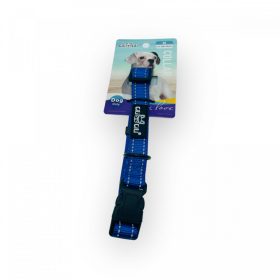   Nyakörv - textil, fém karabinerrel, fényvisszaverő csíkokkal - M - 2cm x 38-45cm KÉK