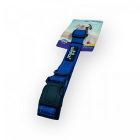   Nyakörv - textil, fém karabinerrel, fényvisszaverő csíkokkal - L - 2,5cm x 46-55cm KÉK