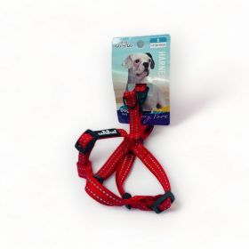   Hám - textil, fényvisszaverő csíkokkal - S - 1,5cm x 30-45cm PIROS