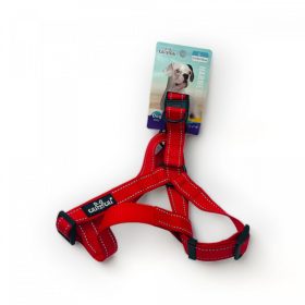   Hám - textil, fényvisszaverő csíkokkal - L - 2,5cm x 60-76cm PIROS