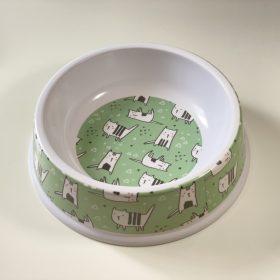   Etetőtál - mentazöld cicás mintával, műanyag, 26cm 1400ml