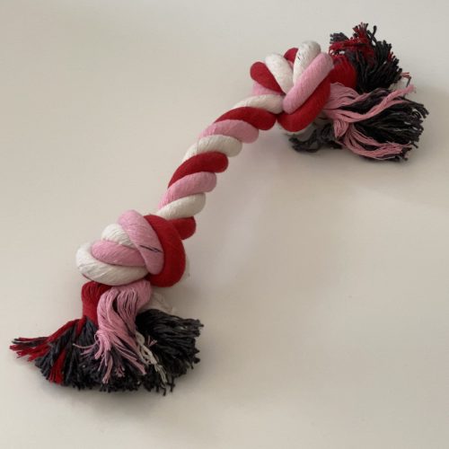 Dupla csomós rágókötél 35cm - piros