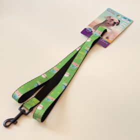   Póráz textil - fekete, fém karabinerrel - M - 2cm x 120cm - zöld, galaxis