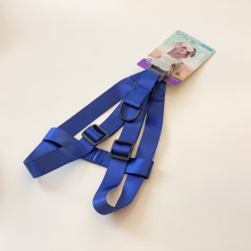   Textil hám szürke, műanyag, csont alakú csattal - L - 2,5cm x 60-76cm - SÖTÉTKÉK