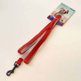   Póráz, textil, anyagában bordázott, fekete, fém csattal - S - 1,5cm x 120cm - PIROS