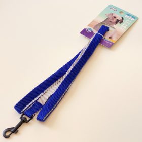   Póráz, textil, anyagában bordázott, fekete, fém csattal - S - 1,5cm x 120cm - KÉK