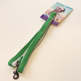   Póráz, textil, anyagában bordázott, fekete, fém csattal - S - 1,5cm x 120cm - ZÖLD