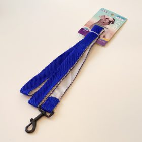   Póráz, textil, anyagában bordázott, fekete, fém csattal - L - 2,5cm x 120cm - KÉK