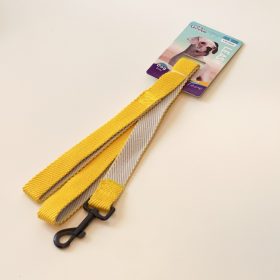   Póráz, textil, anyagában bordázott, fekete, fém csattal - L - 2,5cm x 120cm - SÁRGA