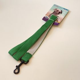   Póráz, textil, anyagában bordázott, fekete, fém csattal - L - 2,5cm x 120cm - ZÖLD