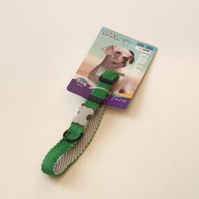   Nyakörv textil - anyagában bordázott - szürke műanyag csont alakú csattal - S - 1,5cm x 30-37cm - ZÖLD