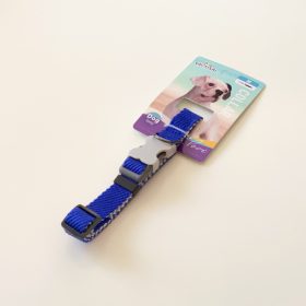   Nyakörv textil - anyagában bordázott - szürke műanyag csont alakú csattal - M - 2cm x 38-45cm - KÉK