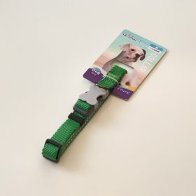   Nyakörv textil - anyagában bordázott - szürke műanyag csont alakú csattal - M - 2cm x 38-45cm - ZÖLD