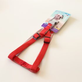   Hám textil - anyagában bordázott - szürke műanyag csont alakú csattal - M - 2cm x 40-60cm - PIROS