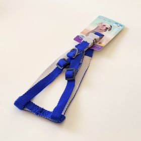   Hám textil - anyagában bordázott - szürke műanyag csont alakú csattal - M - 2cm x 40-60cm - KÉK