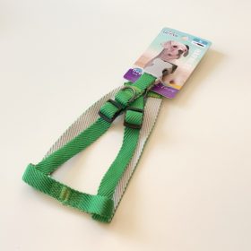   Hám textil - anyagában bordázott - szürke műanyag csont alakú csattal - M - 2cm x 40-60cm - ZÖLD