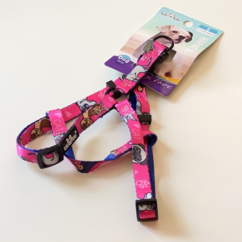 Hám textil - különböző mintákkal - S - 1,5cm x 30-45cm - rózsaszín