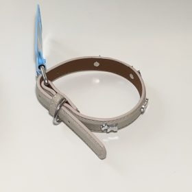   Műbőr nyakörv - kutyás szegecsekkel - 2cm x 30-42cm - bézs