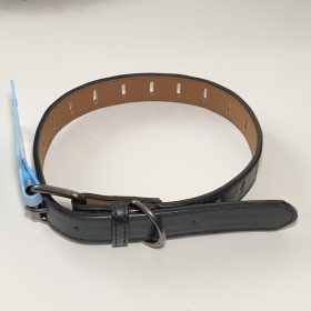 Műbőr nyakörv - lyukacsos - 2,5cm x 46-56cm - fekete