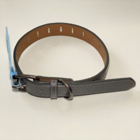 Műbőr nyakörv - lyukacsos - 2,5cm x 46-56cm - szürke