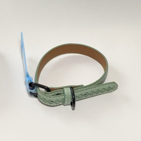   Műbőr nyakörv - nyomott mintákkal - 2,5cm x 46-56cm - zöld