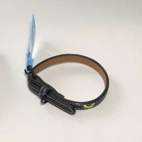   Műbőr nyakörv - hímzett szemekkel - 1,5cm x 27-38cm - fekete