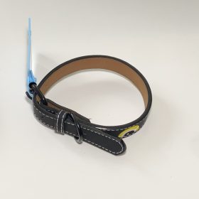   Műbőr nyakörv - hímzett szemekkel - 2cm x 30-42cm - fekete