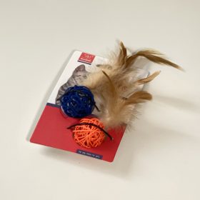 Rattan, tollas macskajáték, két golyó - KÉK-NARANCS