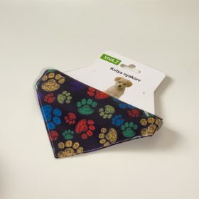 Kendős nyakörv- S - 38-50cm - fekete, színes tappancsos