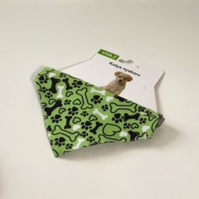   Kendős nyakörv- S - 38-50cm - zöld, csont és tappancs mintás