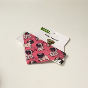 Kendős nyakörv- XS - 20-34cm - rózsaszín mopszos