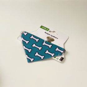 Kendős nyakörv- XS - 20-34cm - sötétkék, csont mintás