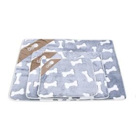   Plüss szőnyeg kutyáknak, mosható béléssel, csúszásgátlókkal - "S" - 50x40cm - szürke, csont mintákkal